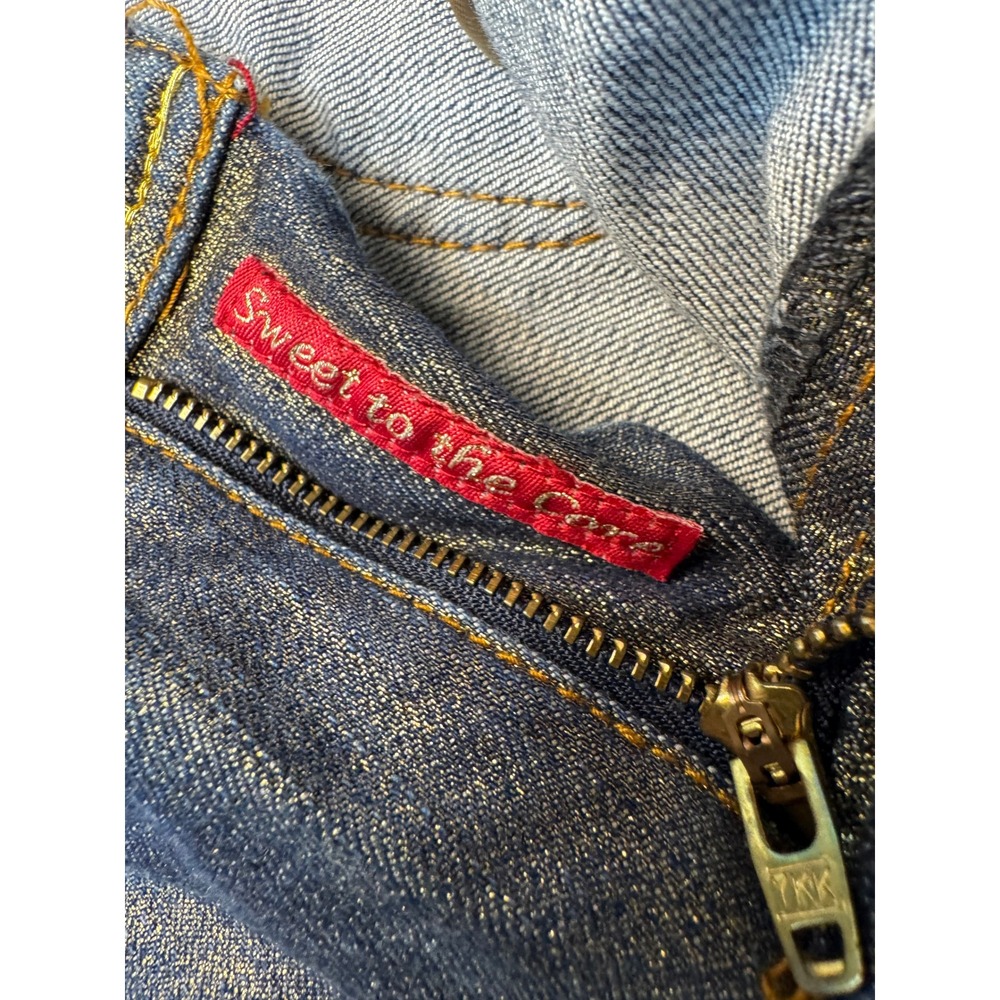 Apple Bottoms Gold Shimmer Metallic Dark Wash Straight Leg Jeans Womens 11/12 - Picture 11 of 16